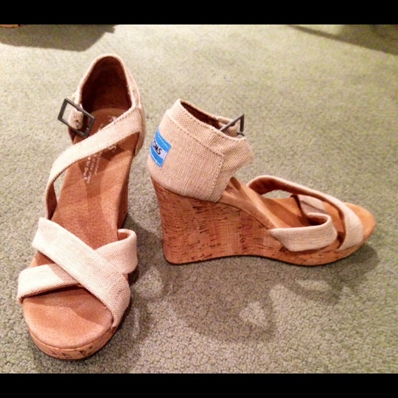 Beige Toms Wedges