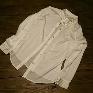 White Button Up Polyester Shirt