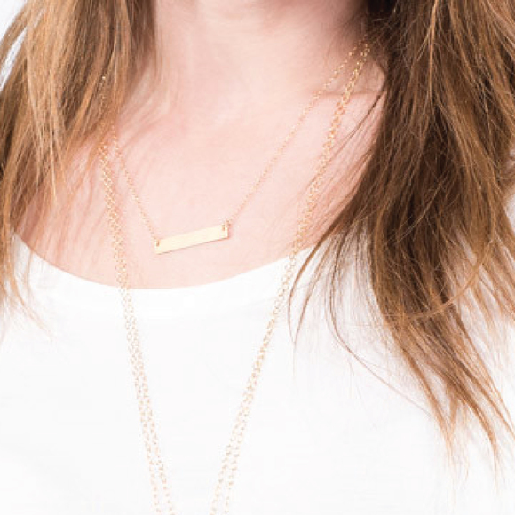 14K GOLD FILLED BAR NECKLACE - Picture 3 of 4