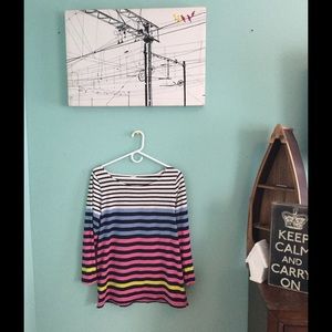 J. Crew Striped Half Sleeve Blouse