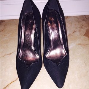Black suede heels