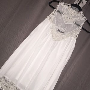 Lace Chiffon White Shift Mini Dress NW/OT