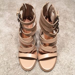 Nude strappy heels