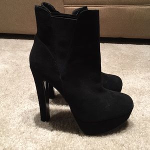 High platform black booties