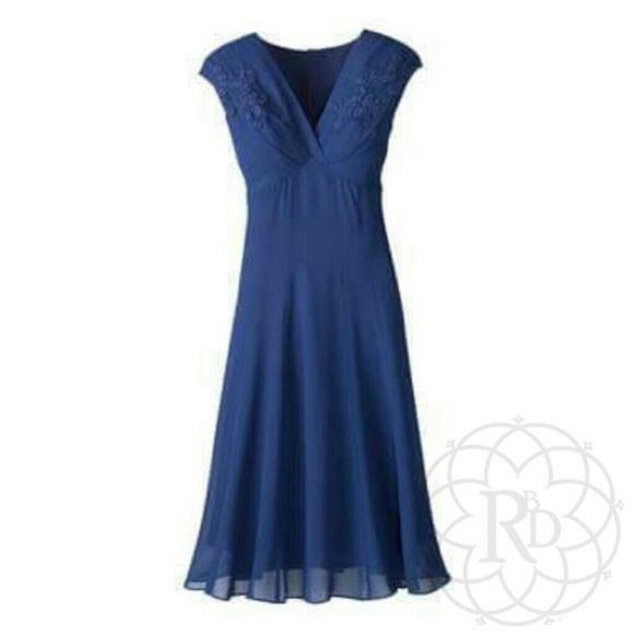 Coldwater Creek Dresses & Skirts - Coldwater Creek Royal Blue Floral Detail Dress