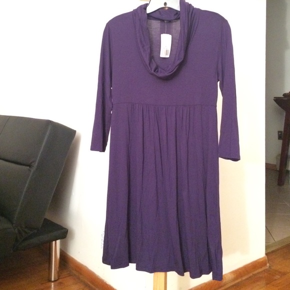 Purple 3/4 Sleeve Babydoll Dress