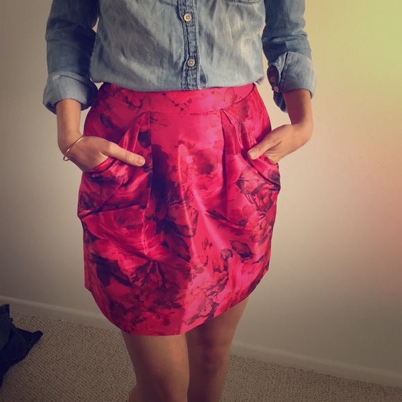 J.Crew pink/red floral tulip skirt