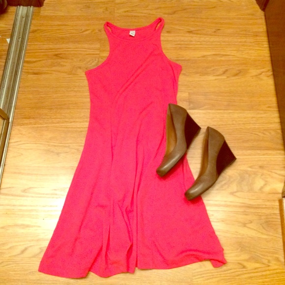 Coral Racerback Fit-n-Flare Dress