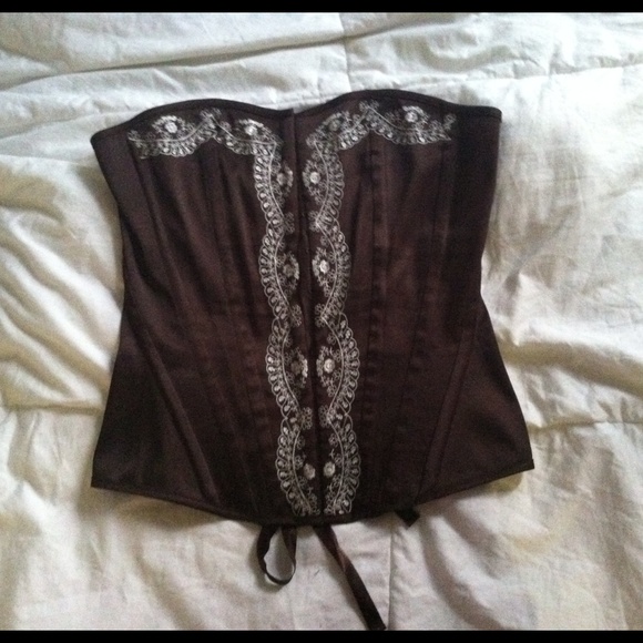 Corset top brown & white