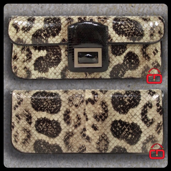 KARA ROSS NY genuine Anaconda Lizard & Onyx Clutch - Picture 2 of 4
