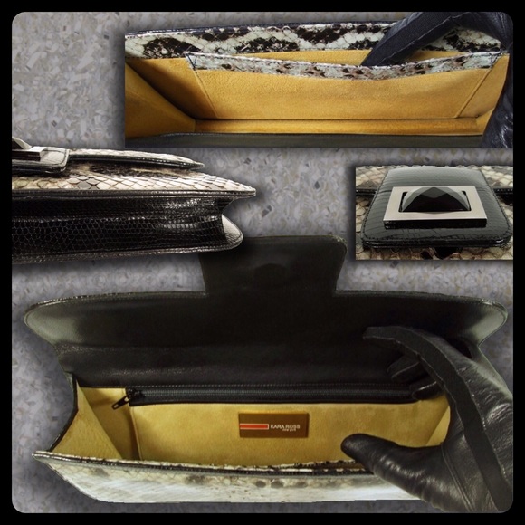 KARA ROSS NY genuine Anaconda Lizard & Onyx Clutch - Picture 4 of 4