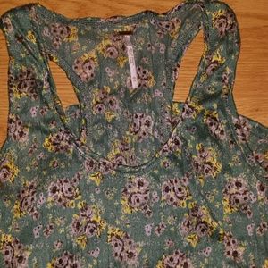 *Flash Sale*Free People Teal Floral Racerback Tank