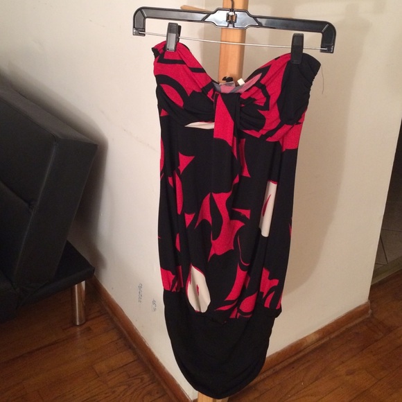 Red & Black Floral Dress