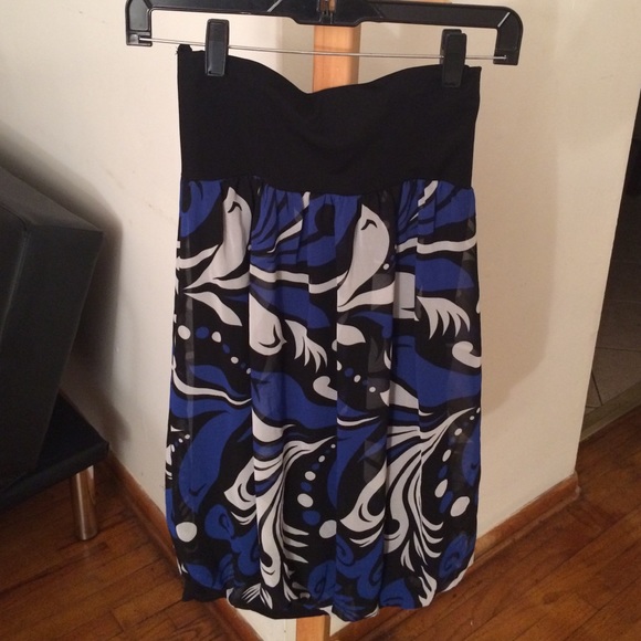 Multicolor (Black, Blue, White) Tube Dress