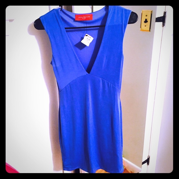 Deep V blue bodycon dress!