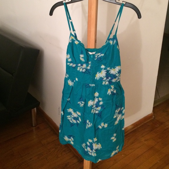 Aqua Blue Floral Summer Dress