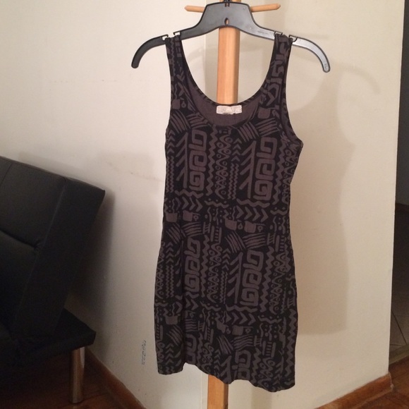 Black & Gray Tribal Print Dress