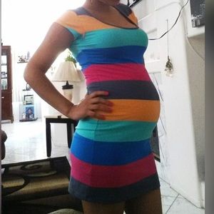 Striped colorful short sleeved dress