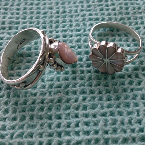 **Bundled** Silver Inlaid and Pink Mineral Rings - Picture 3 of 4