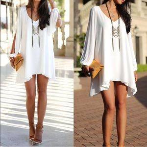 White summer sleeveless casual short dress