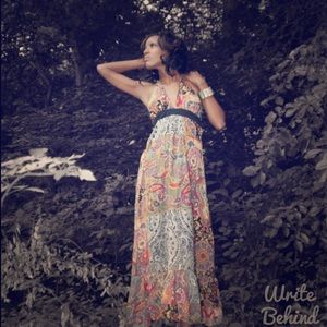 This is a pattering printed halter sundress