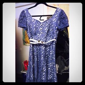 Lace Accent Sweetheart A-line Dress