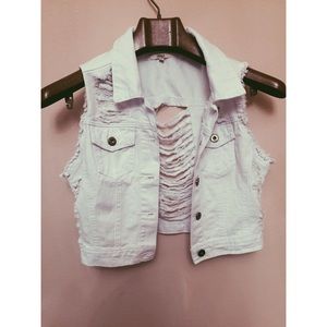 white denim vest