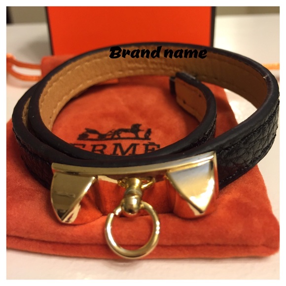 Faux leather bangle bracelet in black