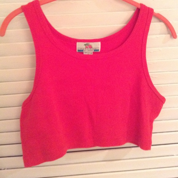 Vintage red orange ribbed crop top