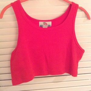 Vintage red orange ribbed crop top