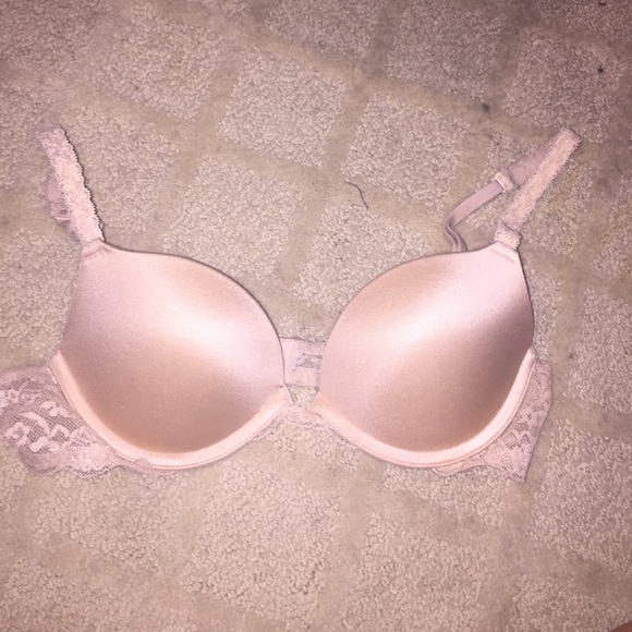PINK lace nude push-up bra