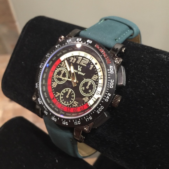 NEW - Geneva Adventure Teal Faux Leather Watch - Picture 2 of 2