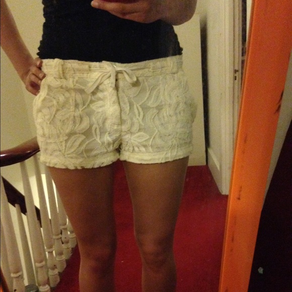 Ivory lace shorts