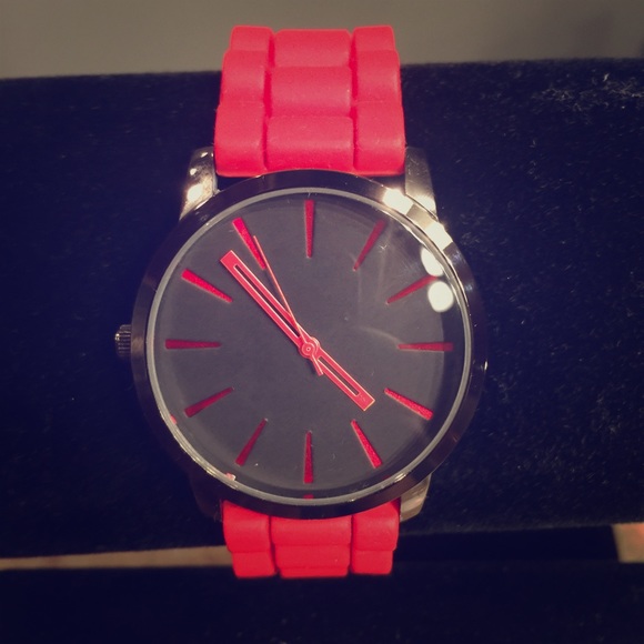 NEW - Geneva Sport Rubberized Red Watch - Picture 1 of 2