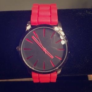 NEW - Geneva Sport Rubberized Red Watch
