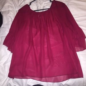Red sheer flowy armed blouse