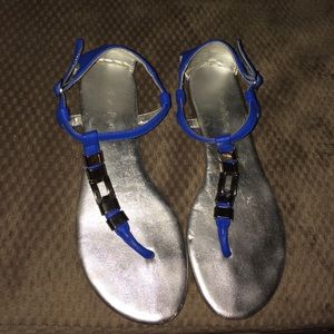 Silver and Blue Bebe Sandals