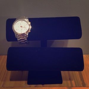 Large Black Velvet Two-Tier Jewelry Watch Display