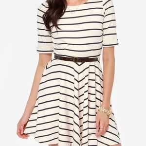 Navy and Cream Striped Dress