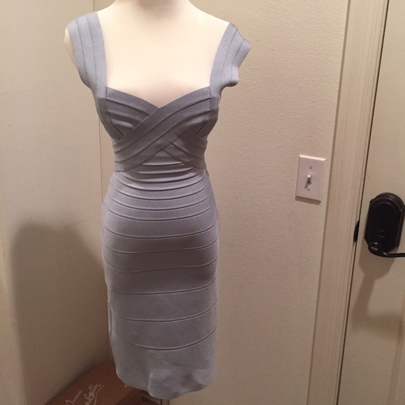 Authentic Herve Leger bandage dress light blue