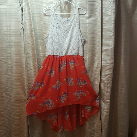 Lace and floral hi low dress