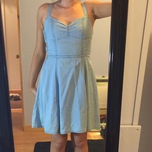 Denim overalls dress with cutouts