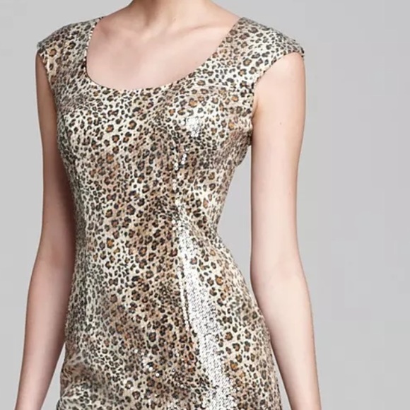 SUE WONG LEOPARD PRINT COCKTAIL DRESS - Picture 3 of 5