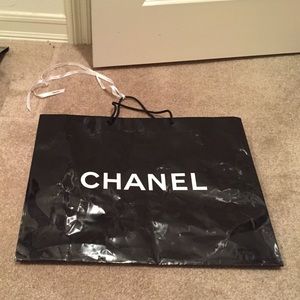 Large Shiny Chanel Shopping Bag with Ribbon