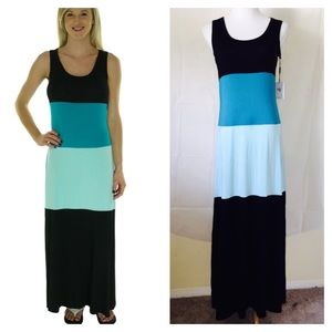 Colorblock Sleeveless Maxi Dress black/Aqua/Lago