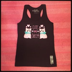Medium Tank Top Cute and Creepy Pink Cats Hearts