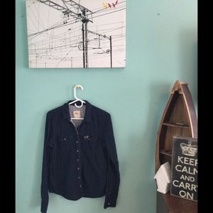 Hollister Navy Blue Button Up