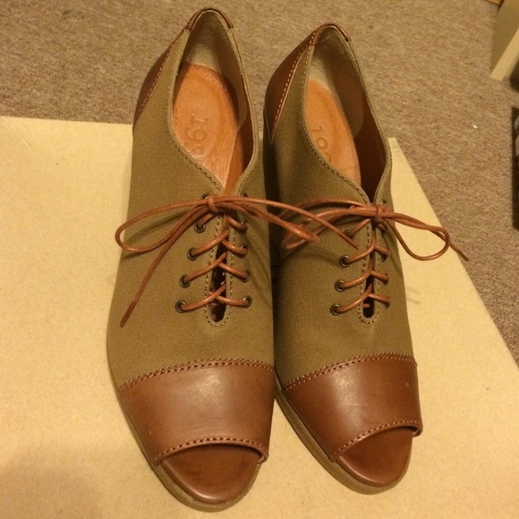 NIB vintage Madewell peep toe wedges retro shoes 7 - Picture 2 of 4