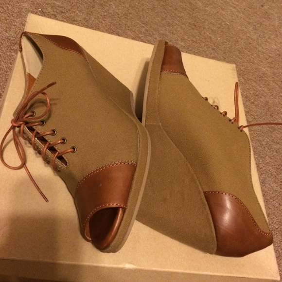 NIB vintage Madewell peep toe wedges retro shoes 7 - Picture 4 of 4