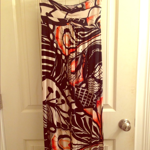 Avon, jersey material, strapless maxi dress.